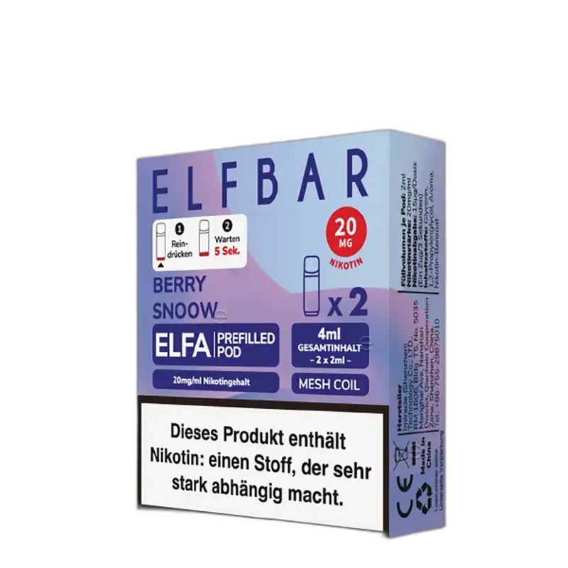 Elfbar - Elfa Pods Berry Snoow Nikotinsalz 20mg Elfbar - Elfa Pods Berry Snoow Nikotinsalz 20mg