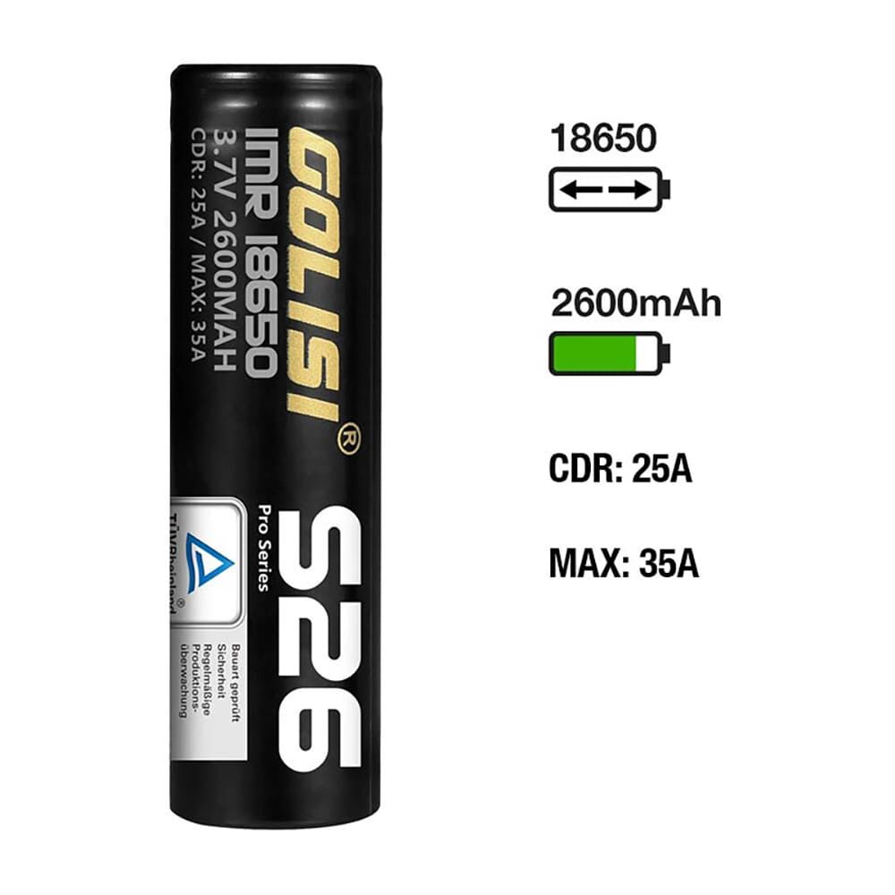 Golisi S26 Akku 18650 2600mAh/25A Golisi S26 Akku 18650 2600mAh/25A