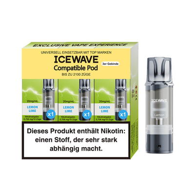 3x Icewave Einweg Pod - Lemon Lime - 20mg