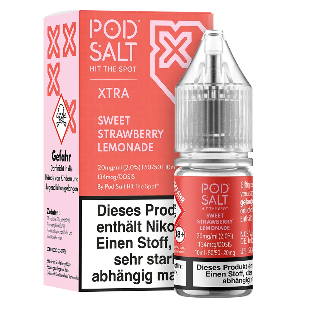 Liquid Sweet Strawberry Lemonade - Pod Salt Xtra Nikotinsalz 20mg Liquid Sweet Strawberry Lemonade - Pod Salt Xtra Nikotinsalz 20mg