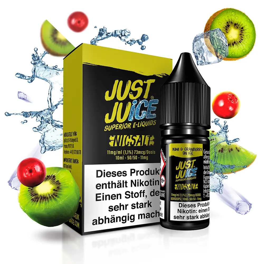 Just Juice Nikotinsalz - Kiwi & Cranberry ON ICE - 10ml 11mg Just Juice Nikotinsalz - Kiwi & Cranberry ON ICE - 10ml 11mg