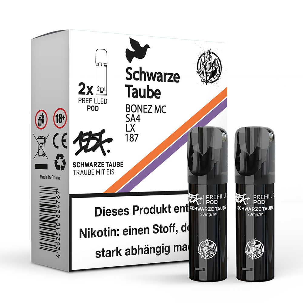 2x 187 Strassenbande Einweg Pod Schwarze Taube 20mg Nikotinsalz 2ml