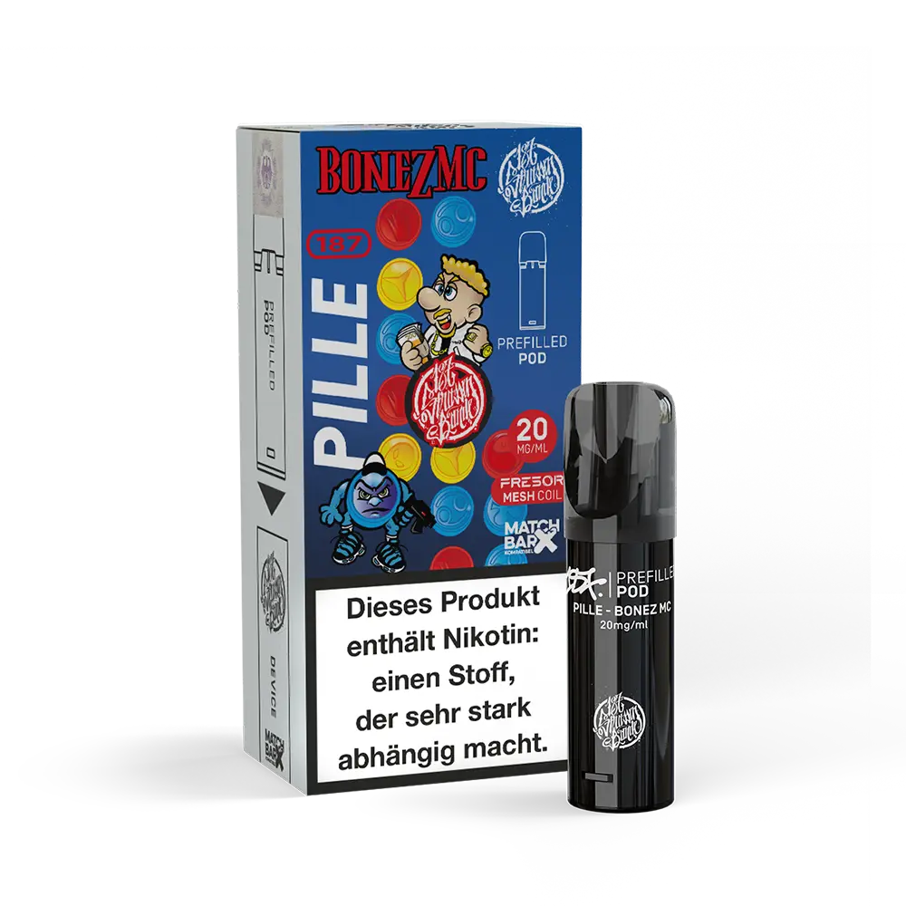 187 Strassenbande - Pille Bonez MC - E-Shisha Pod 20mg Nikotinsalz 187 Strassenbande - Pille Bonez MC - E-Shisha Pod 20mg Nikotinsalz