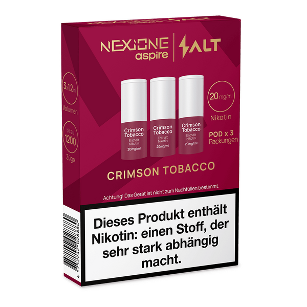 3x NEXIONE Salt Pod - CrimsonTobacco - 20mg Nikotinsalz 1.2ml 3x NEXIONE Salt Pod - CrimsonTobacco - 20mg Nikotinsalz 1.2ml