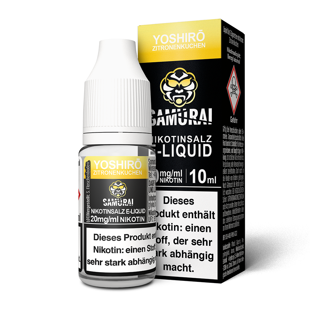 Samurai Yoshiro Zitronenkuchen Nikotinsalz Liquid 10ml Samurai Yoshiro Zitronenkuchen Nikotinsalz Liquid 10ml