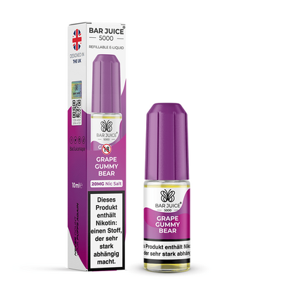 Bar Juice 5000 Nikotinsalz - Grape Gummy Bear - Liquid 20mg 10ml Bar Juice 5000 Nikotinsalz - Grape Gummy Bear - Liquid 20mg 10ml