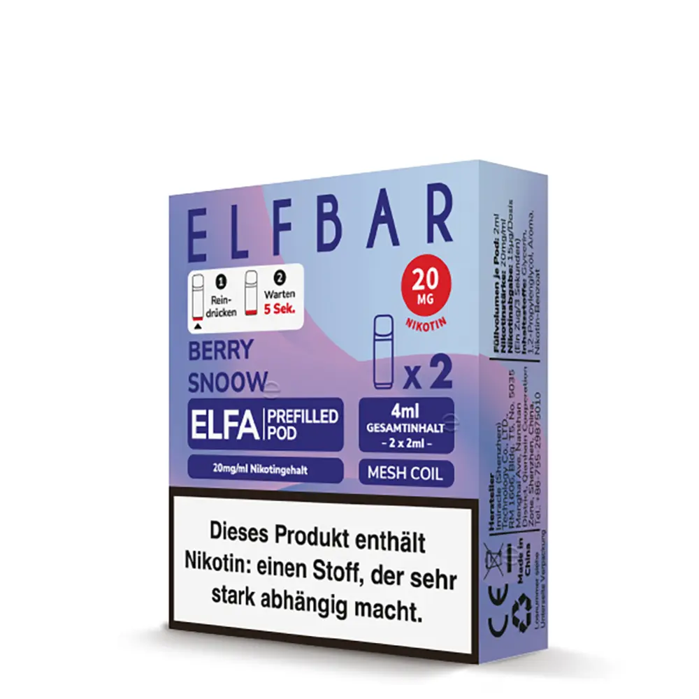 Elfbar - Elfa Pods Berry Snoow Nikotinsalz 20mg Elfbar - Elfa Pods Berry Snoow Nikotinsalz 20mg