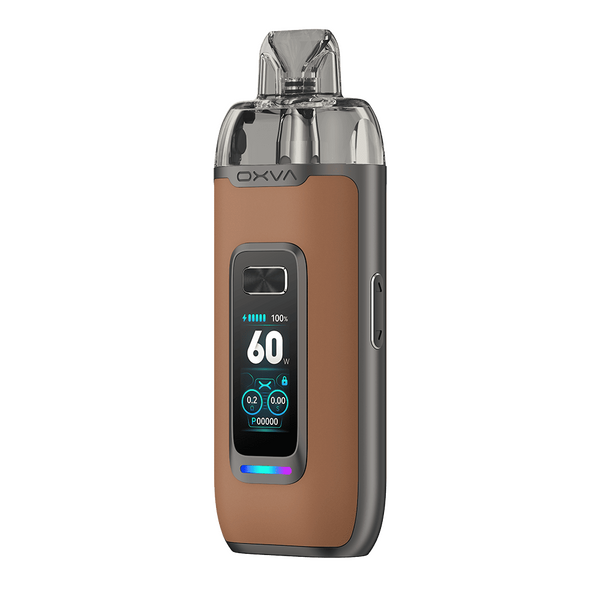Oxva Vprime Kit in Braun mit Lederoptik und digitalem Display Oxva Vprime Kit Brown Leather
