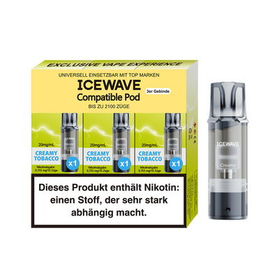 3x Icewave Einweg Pod - Creamy Tobacco - 20mg 3x Icewave Einweg Pod - Creamy Tobacco - 20mg