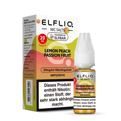 Elfliq by Elfbar Nikotinsalz - Lemon Peach Passion Fruit - Liquid 20mg 10ml C Elfliq by Elfbar Nikotinsalz - Lemon Peach Passion Fruit - Liquid 20mg 10ml C