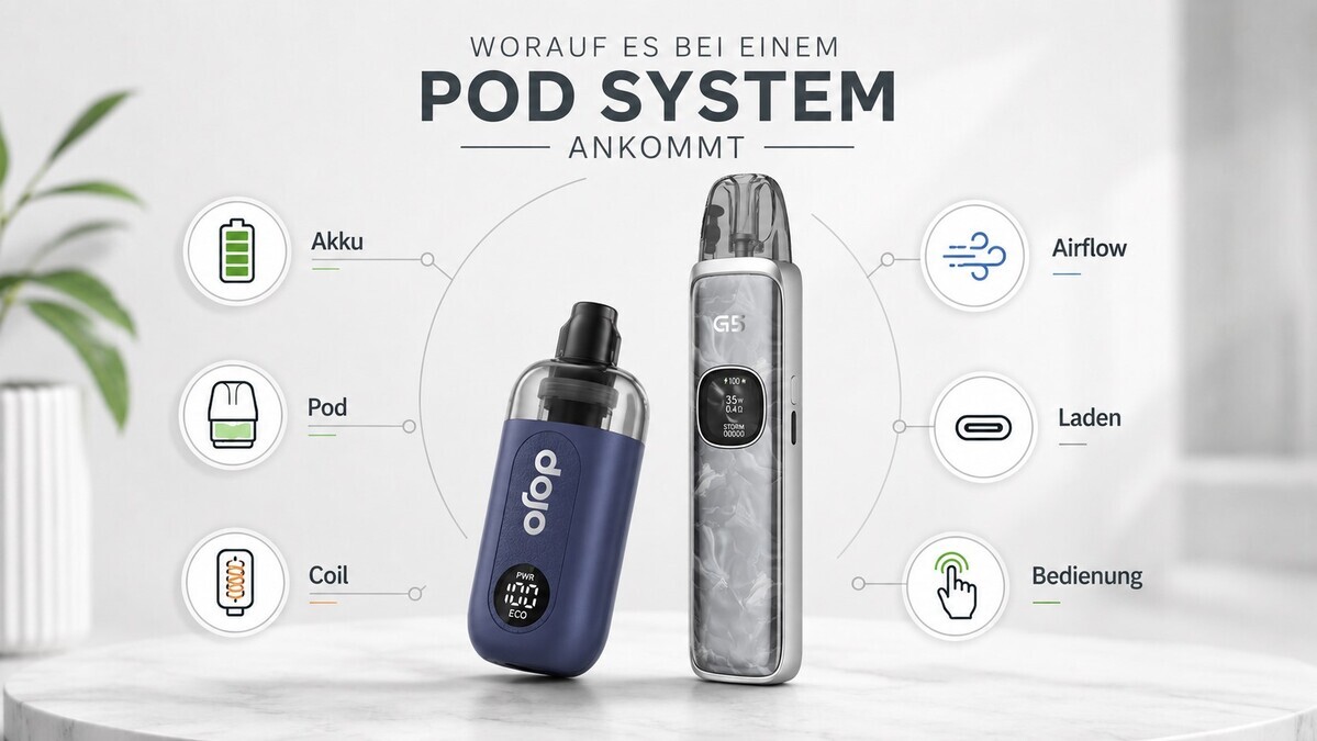 Infografik: Unterschied zwischen Closed-Pod- und Open-Pod-Systemen bei E-Zigaretten