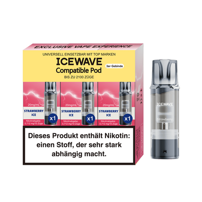 3x Icewave Einweg Pod - Strawberry Ice - 20mg