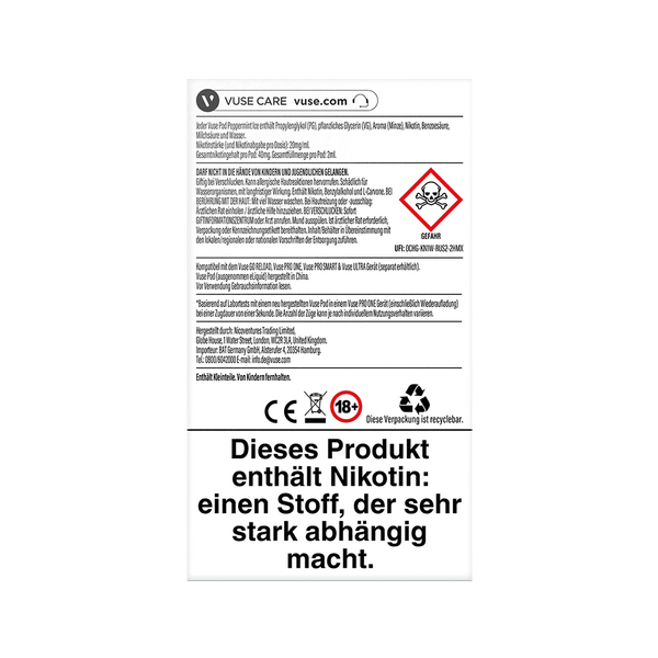 2x Vuse Pod Peppermint Ice 0mg