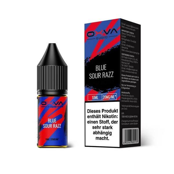 Liquid Blue Sour Razz - Oxva E-Liquid Nikotinsalz 20mg Liquid Blue Sour Razz - Oxva E-Liquid Nikotinsalz 20mg