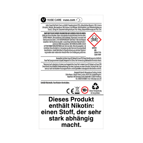 Vuse Pod Dark Cherry Nic Salts 20mg