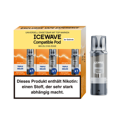 3x Icewave Einweg Pod - Triple Melon - 20mg