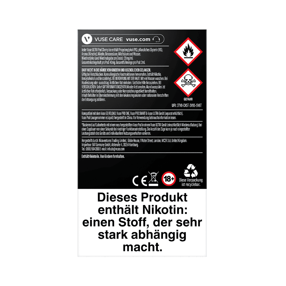 2x Vuse Ultra Pods Cherry Ice 20mg