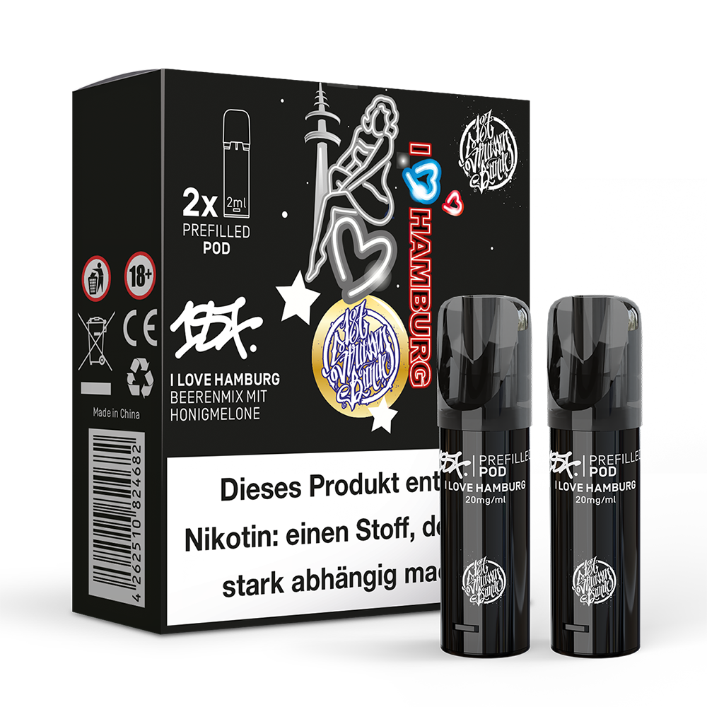 2x 187 Strassenbande Einweg Pod I Love Hamburg 20mg Nikotinsalz 2ml