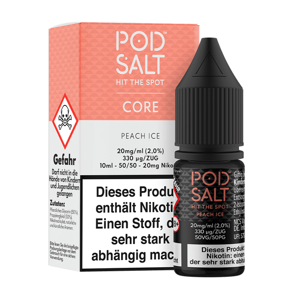 Pod Salt Core Nikotinsalz - Peach Ice - Liquid 20mg 10ml C Pod Salt Core Nikotinsalz - Peach Ice - Liquid 20mg 10ml C