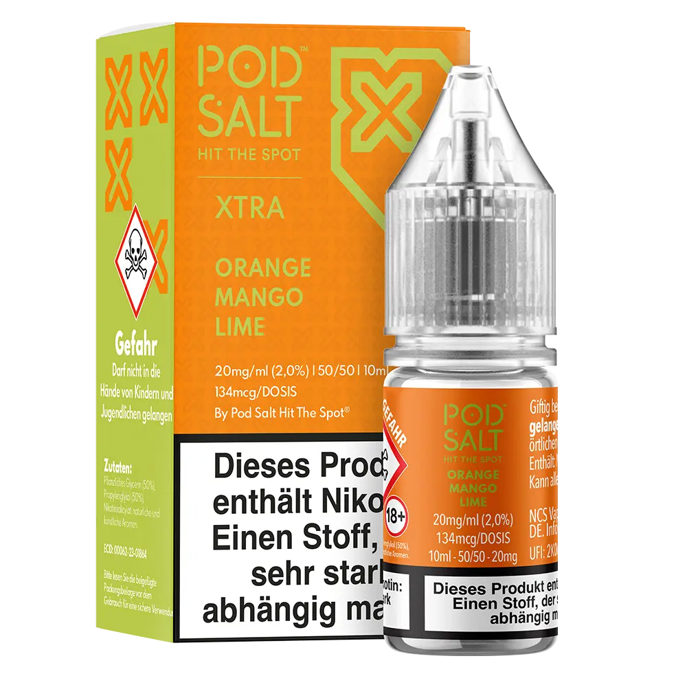 Liquid Orange Mango Lime - Pod Salt Xtra Nikotinsalz 20mg Liquid Orange Mango Lime - Pod Salt Xtra Nikotinsalz 20mg