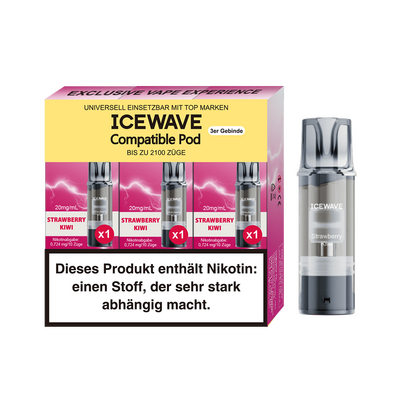 3x Icewave Einweg Pod - Strawberry Kiwi - 20mg