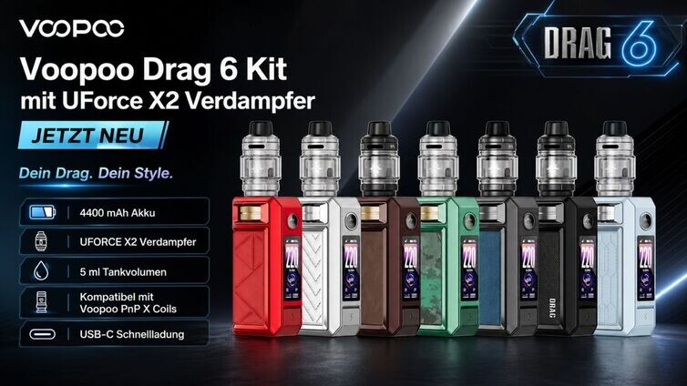 Voopoo Drag 6 Kit mit UForce X2 Verdampfer Banner