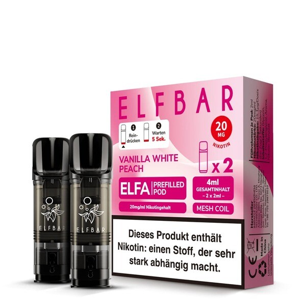 Elfbar Elfa Einweg Pod - Vanilla White Peach - 20mg Nikotinsalz 2ml