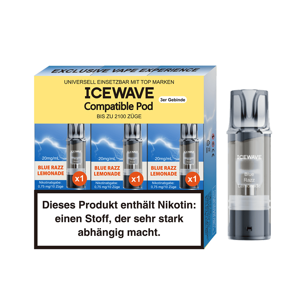 3x Icewave Einweg Pod - Blue Razz Lemonade - 20mg