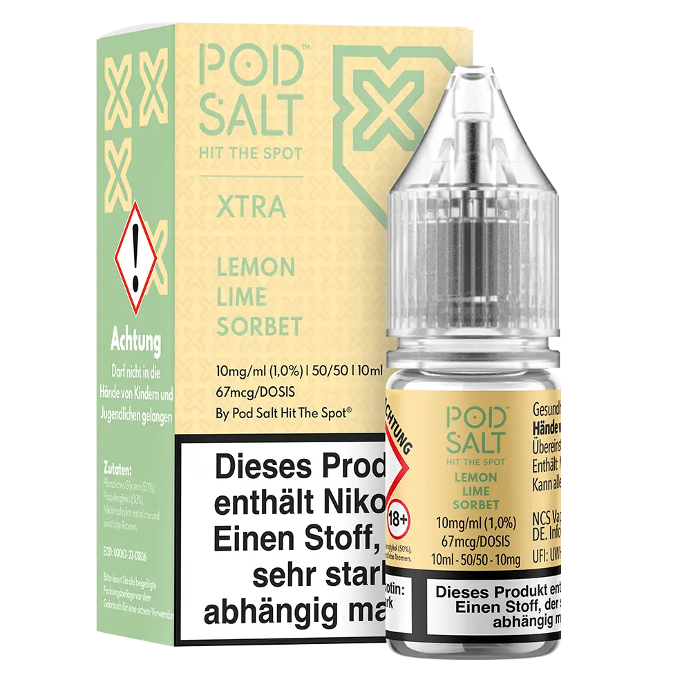 Liquid Lemon Lime Sorbet - Pod Salt Xtra Nikotinsalz 10mg Liquid Lemon Lime Sorbet - Pod Salt Xtra Nikotinsalz 10mg