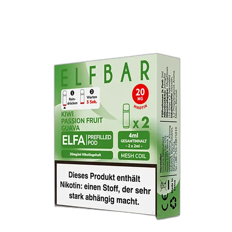 Elfbar - Elfa Pods Kiwi Passionfruit Guava Nikotinsalz 20mg Elfbar - Elfa Pods Kiwi Passionfruit Guava Nikotinsalz 20mg