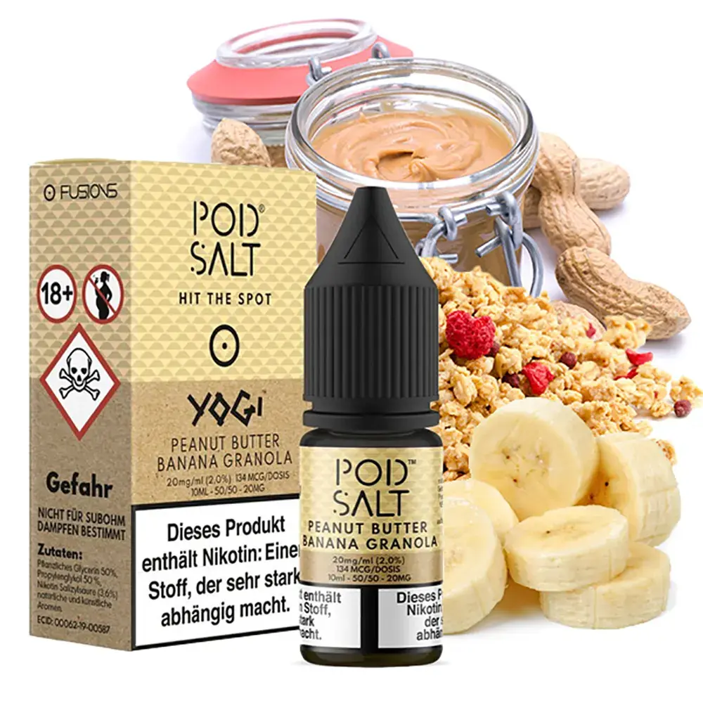 Liquid Peanut Butter Banana Granola - Pod Salt Fusion Nikotinsalz Liquid Peanut Butter Banana Granola - Pod Salt Fusion Nikotinsalz
