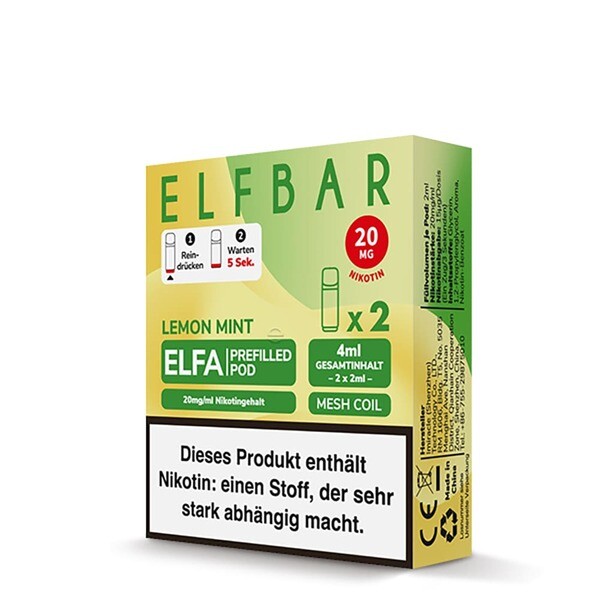 Elfbar - Elfa Pods Lemon Mint Nikotinsalz 20mg Elfbar - Elfa Pods Lemon Mint Nikotinsalz 20mg
