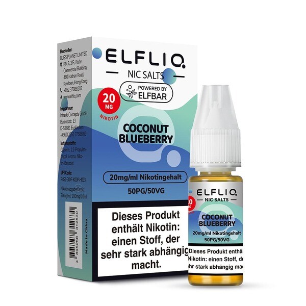 Elfliq by Elfbar Nikotinsalz - Coconut Blueberry - Liquid 20mg Elfliq by Elfbar Nikotinsalz - Coconut Blueberry - Liquid 20mg