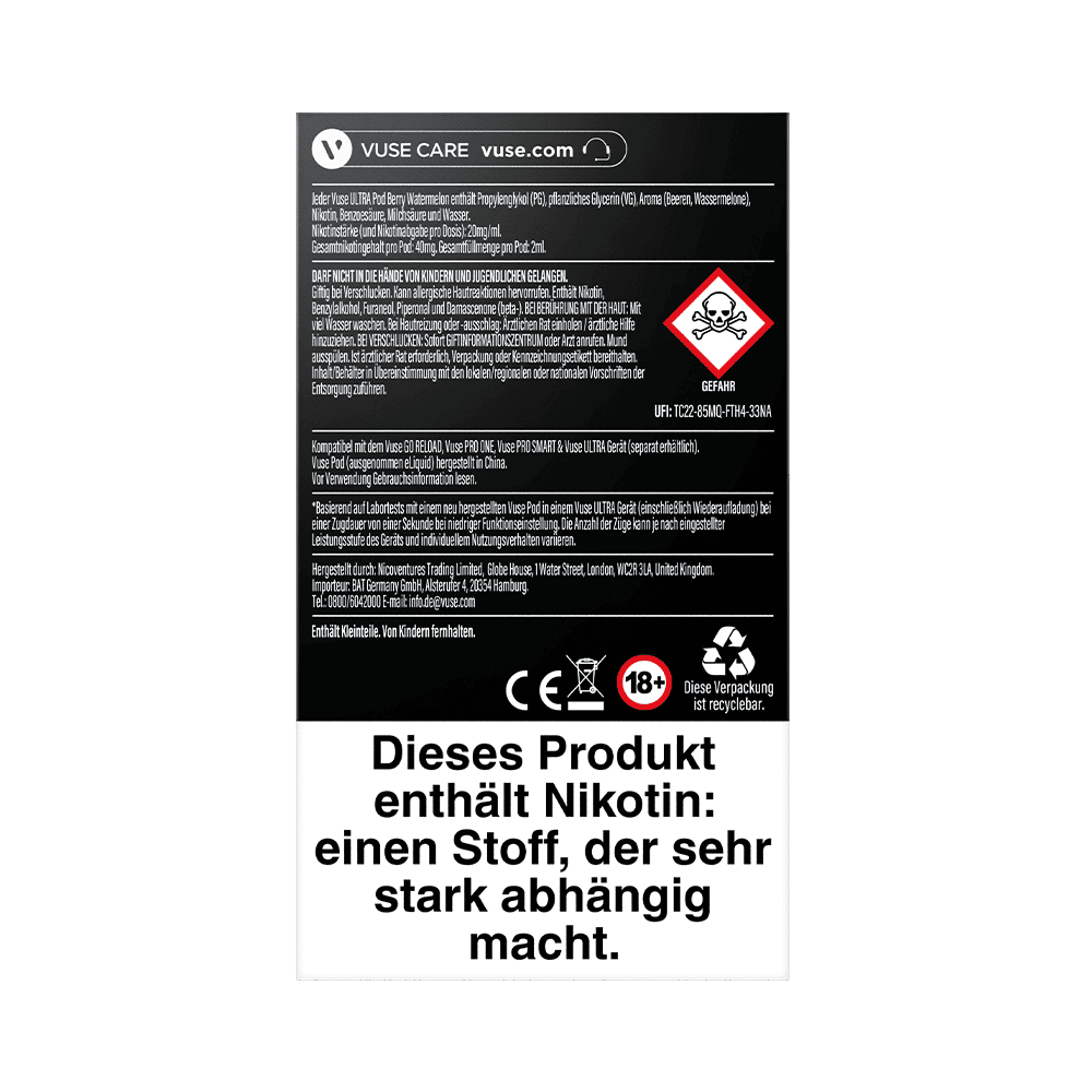 2x Vuse Ultra Pods Berry Watermelon 20mg