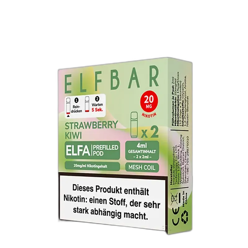 Elfbar - Elfa Pods Strawberry Kiwi Nikotinsalz 20mg Elfbar - Elfa Pods Strawberry Kiwi Nikotinsalz 20mg