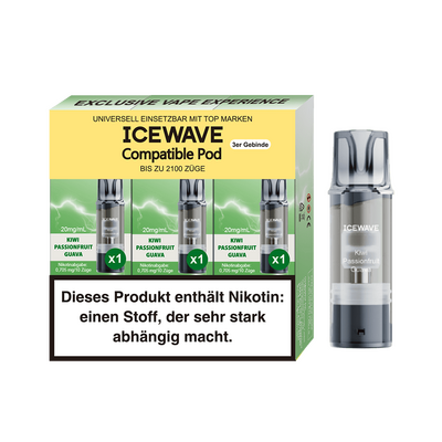 3x Icewave Einweg Pod - Kiwi Passionsfruit Guava - 20mg