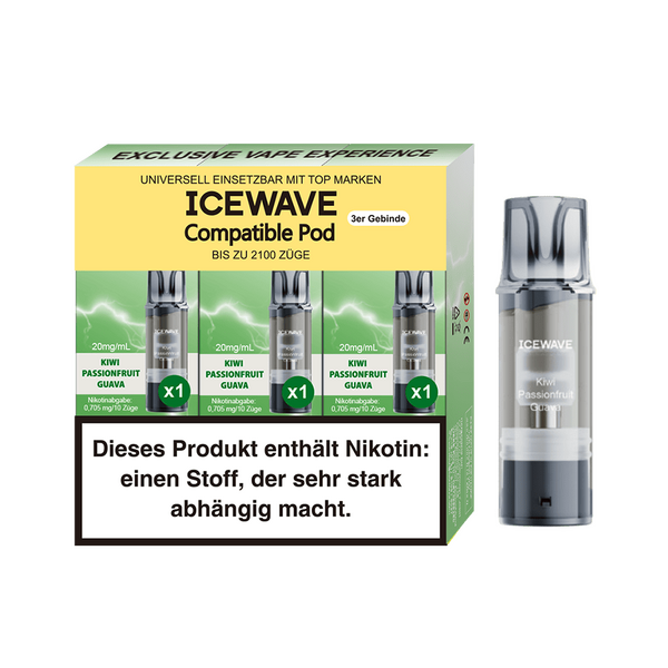 3x Icewave Einweg Pod - Kiwi Passionsfruit Guava - 20mg