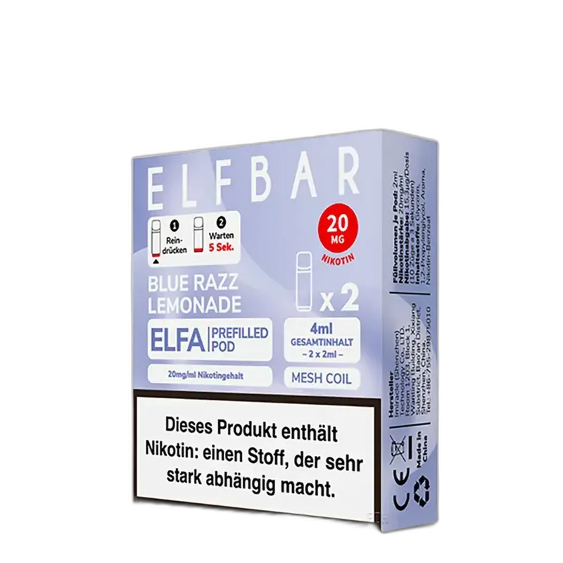 Elfbar - Elfa Pods Blue Razz Lemonade Nikotinsalz 20mg Elfbar - Elfa Pods Blue Razz Lemonade Nikotinsalz 20mg
