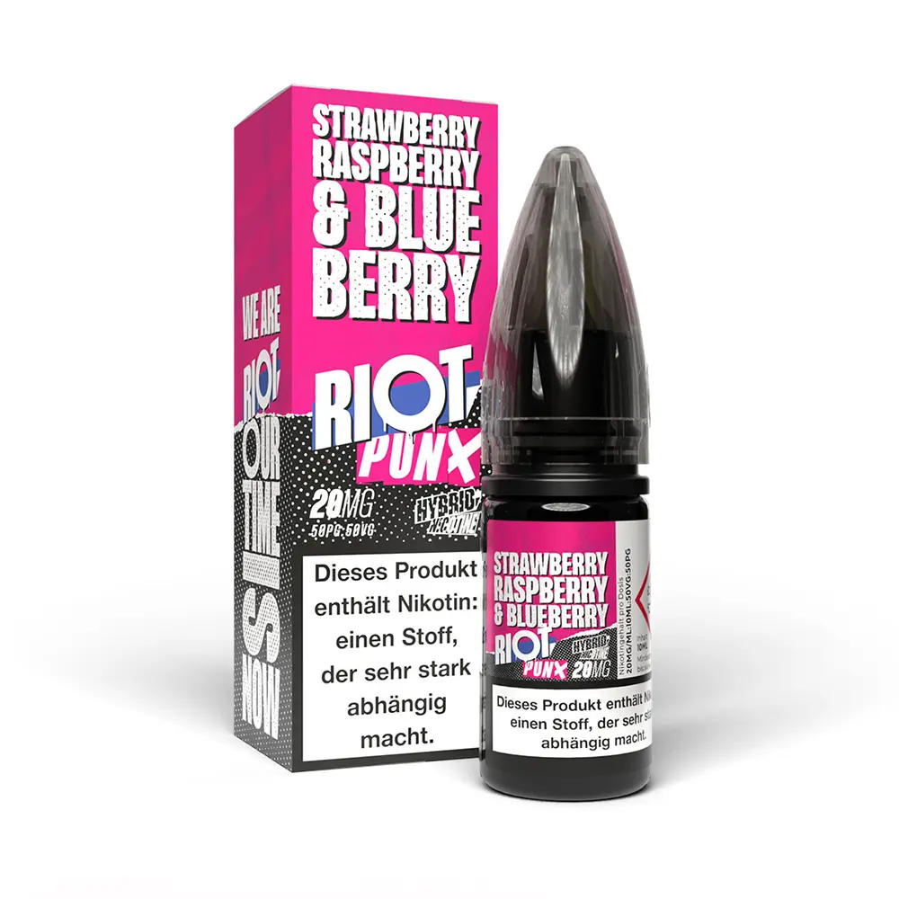 Liquid Strawberry, Raspberry & Blueberry - RIOT PUNX Hybrid Nikotinsalz 20mg Liquid Strawberry, Raspberry & Blueberry - RIOT PUNX Hybrid Nikotinsalz 20mg