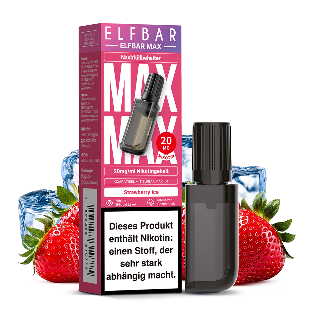 Elfbar MAX Refill Pod - Strawberry Ice - 20mg Nikotinsalz 10ml  C