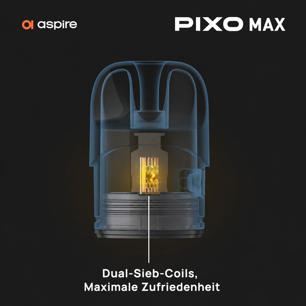 Aspire Pixo Max Pod mit Dual-Sieb-Coil für vollen Geschmack