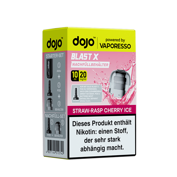 Vaporesso dojo Blast X Einweg Pod - Straw Rasp Cherry Ice - 20mg