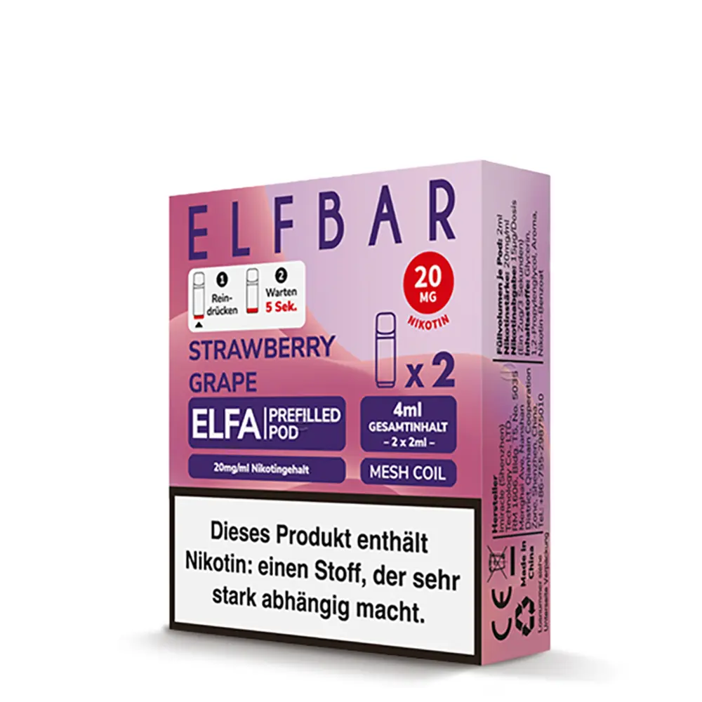 Elfbar - Elfa Pods Strawberry Grape Nikotinsalz 20mg Elfbar - Elfa Pods Strawberry Grape Nikotinsalz 20mg