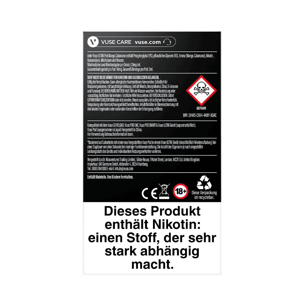 2x Vuse Ultra Pods Mango Calamansi 20mg