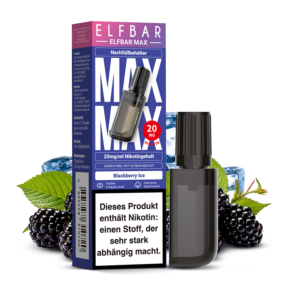 Elfbar MAX Refill Pod - Blackberry Ice - 20mg Nikotinsalz 10ml  C