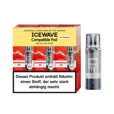 3x Icewave Einweg Pod - Watermelon Ice - 20mg