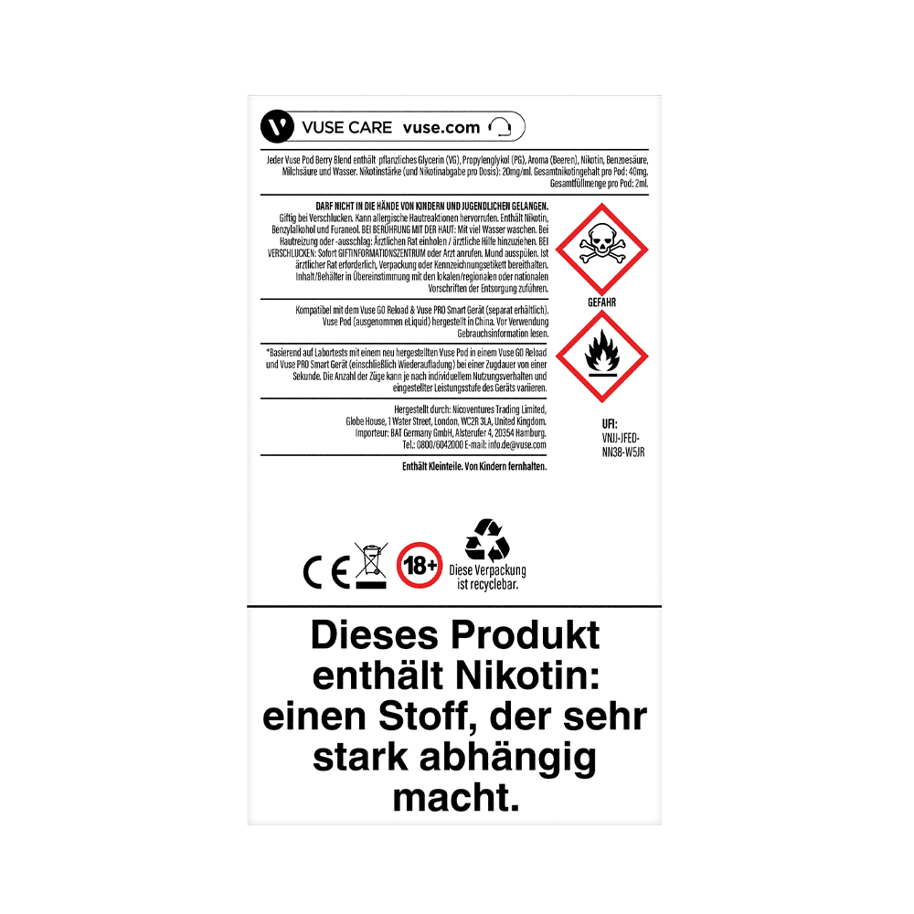 Vuse Pod Berry Blend Nic Salts 20mg Vuse Pod Berry Blend Nic Salts 20mg