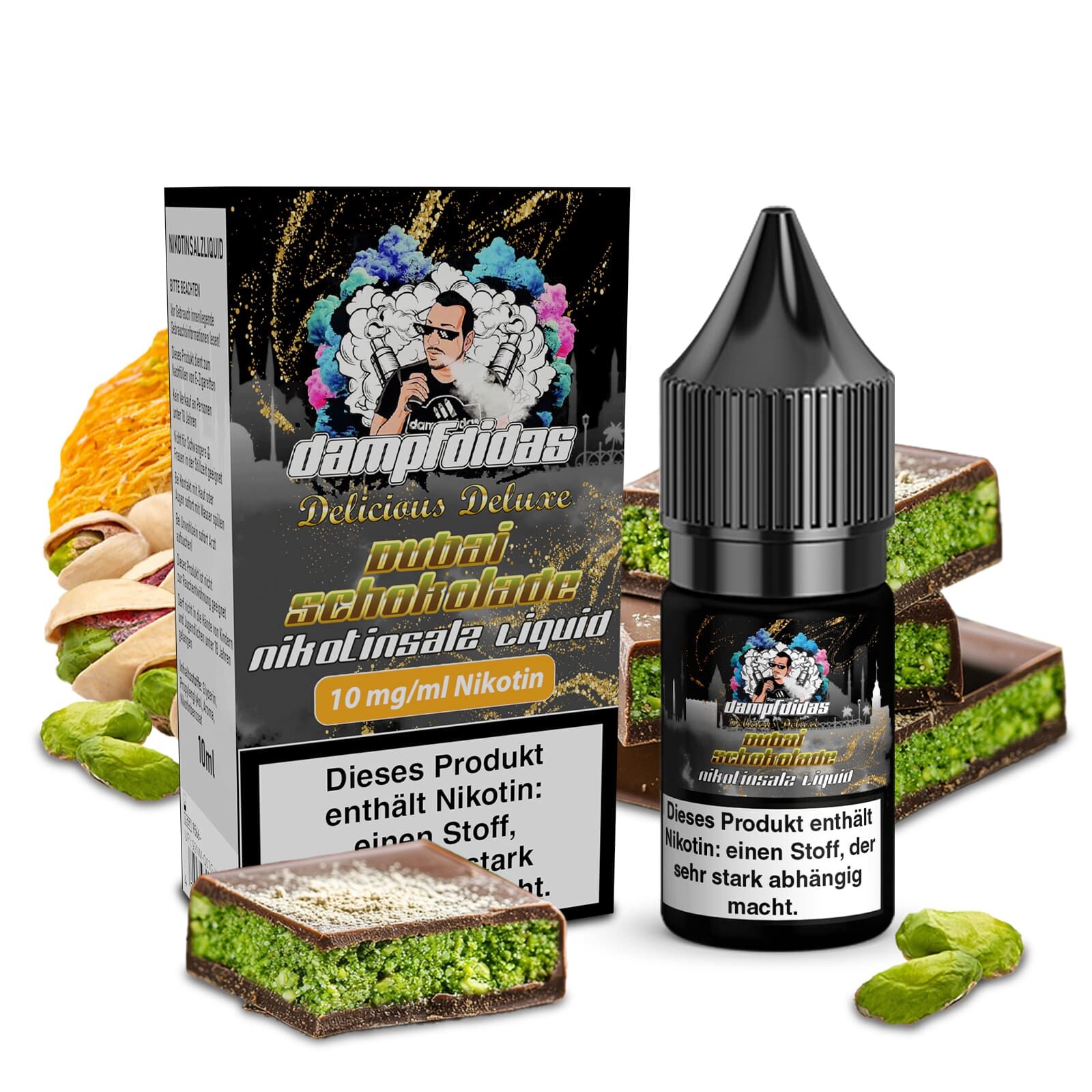 Dampfdidas Nikotinsalz - Dubai Schokolade - 10ml Liquid 10mg  C