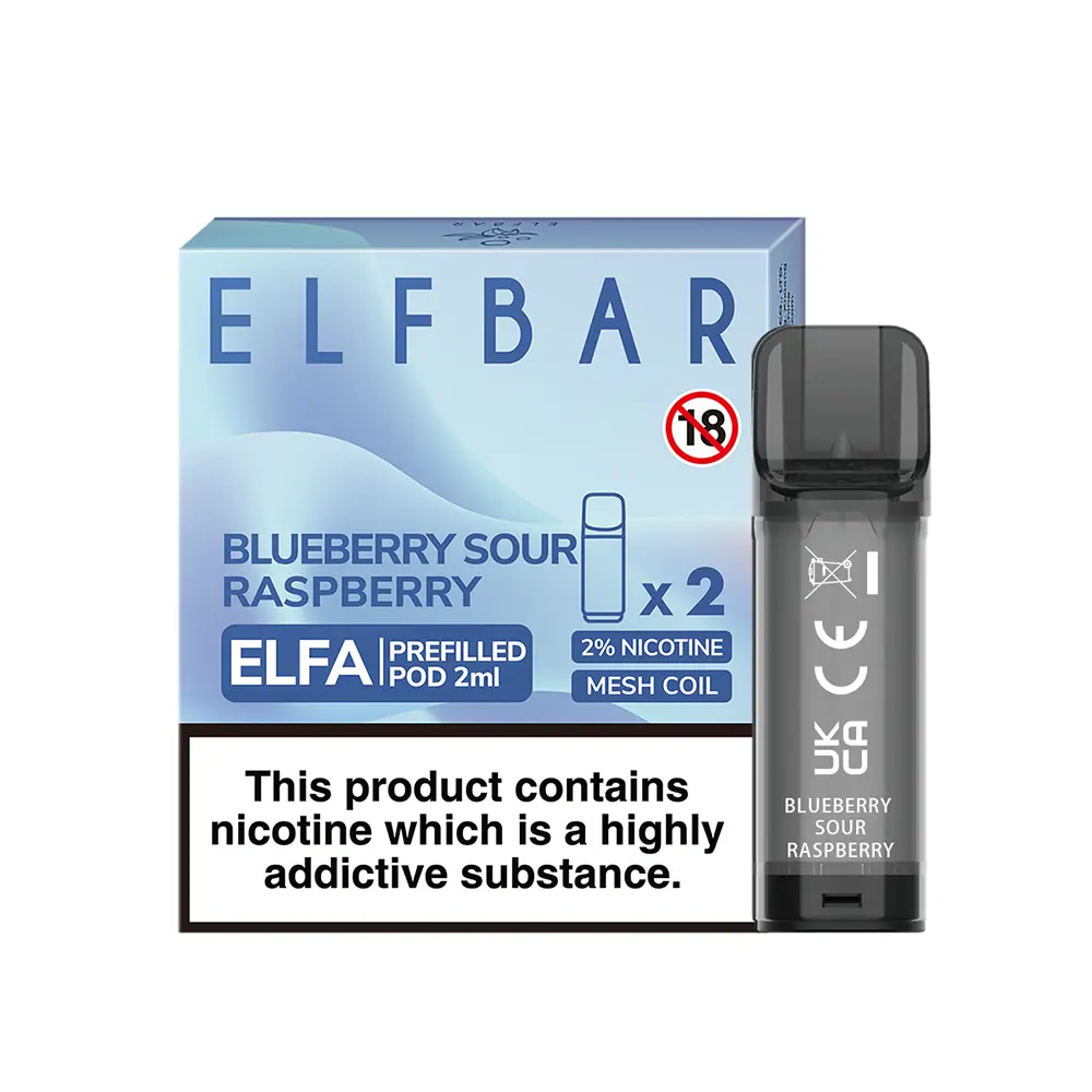 Elfbar - Elfa Pods Blueberry Sour Raspberry Nikotinsalz 20mg Elfbar - Elfa Pods Blueberry Sour Raspberry Nikotinsalz 20mg