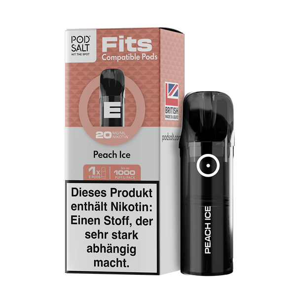 Pod Salt Fits Pods Einweg Pod - Peach Ice - 20mg Nikotinsalz 2ml Pod Salt Fits Pods Einweg Pod - Peach Ice - 20mg Nikotinsalz 2ml